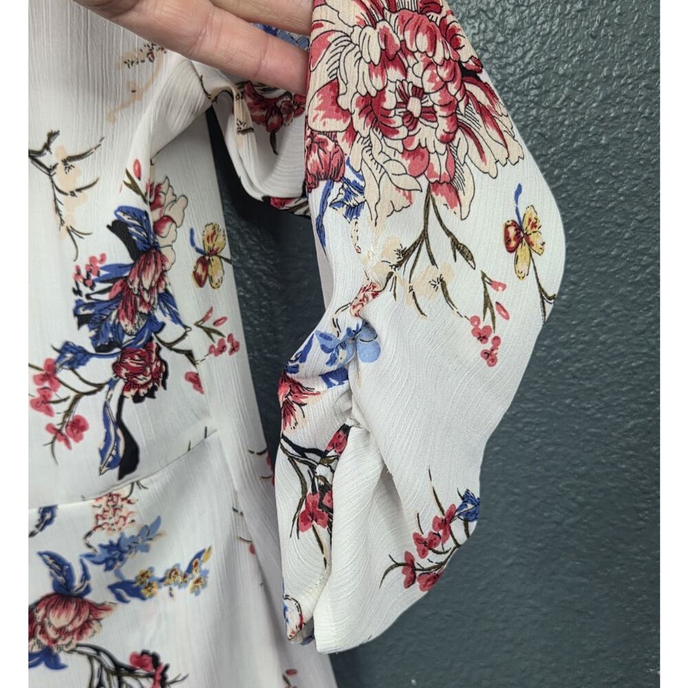 Kaii Los Angeles Top Women Small White Floral 3/4 Sleeve Cardigan - Picture 4 of 14